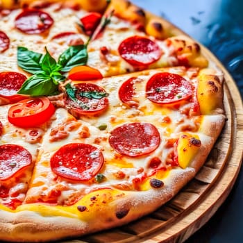 beautiful delicious pizza close-up. generate ai quality