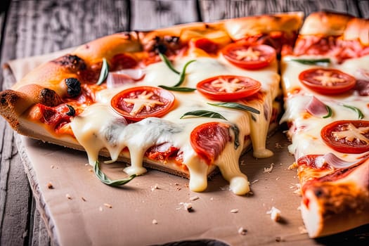 beautiful delicious pizza close-up. generate ai quality