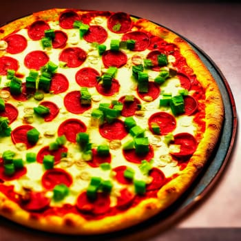 beautiful delicious pizza close-up. generate ai quality