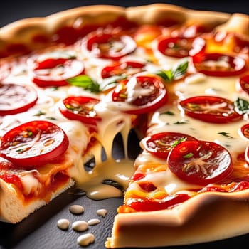 beautiful delicious pizza close-up. generate ai quality