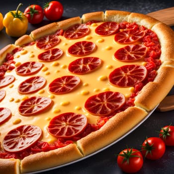 beautiful delicious pizza close-up. generate ai quality