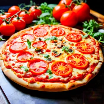 beautiful delicious pizza close-up. generate ai quality