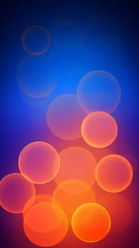 orange defocused lights on blue background - abstract bokeh - generative AI