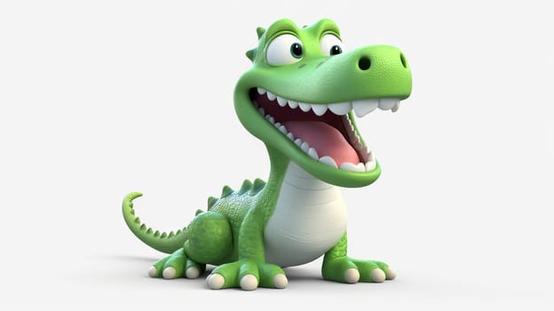Vibrant illustration of a friendly cartoon crocodile, exuding joy and playfulness - Generative AI