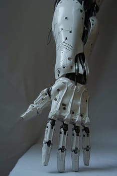 The robot arm . The concept of robotics.
