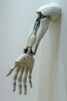 The robot arm . The concept of robotics.