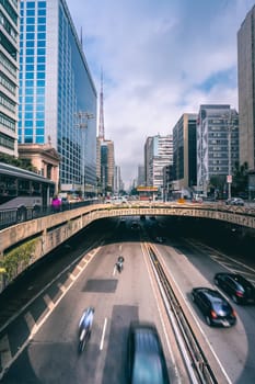 Traffic at Paulista Avenue, São Paulo, Brazil. March 12 2024.
