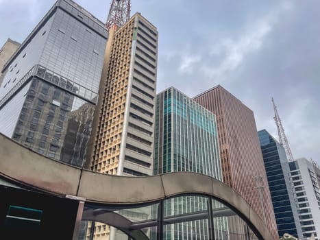 Close up modern buildings at Paulista Avenue, Sao Paulo  Brazil.
