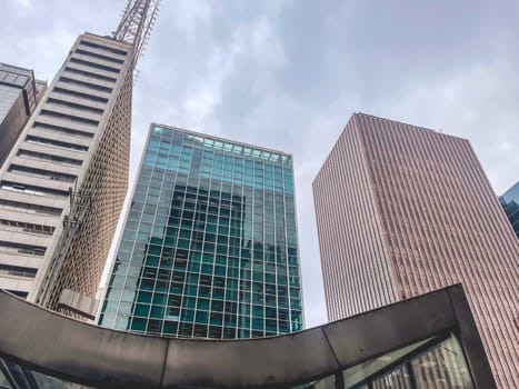 Close up modern buildings at Paulista Avenue, Sao Paulo  Brazil.