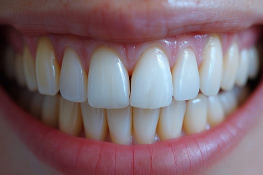 Beautiful wide smile of a young fresh woman with white healthy teeth.