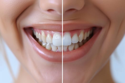 Beautiful wide smile of a young fresh woman with white healthy teeth.