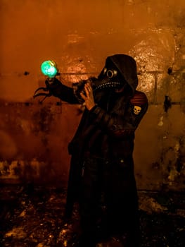 Cosplay stalker in the mask of the plague doctor