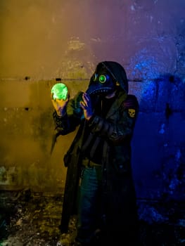 Cosplay stalker in the mask of the plague doctor