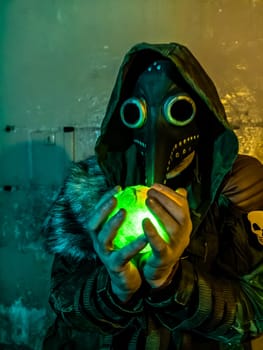 Cosplay stalker in the mask of the plague doctor