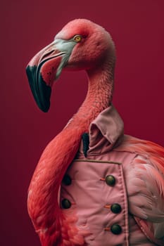 Pink flamingo on a pink background.