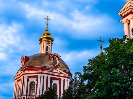 Orthodox church against the blue sky. Concept: religion, travel architecture