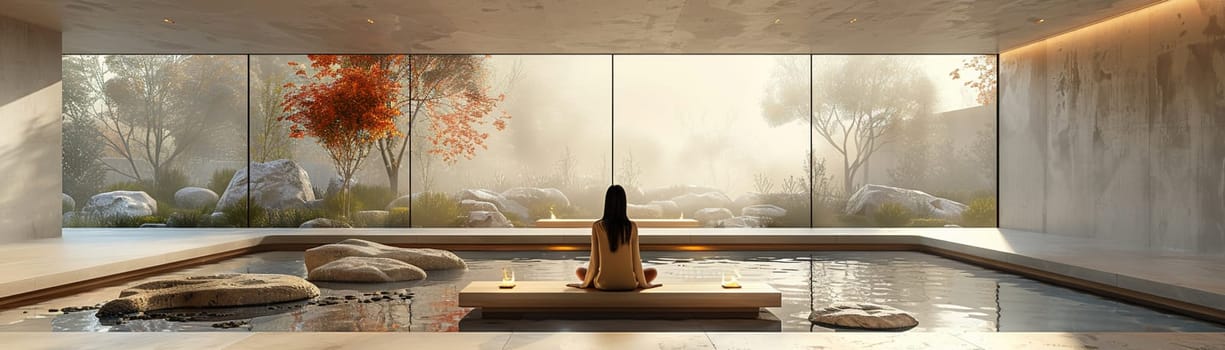 Minimalist meditation space with simple lines and a sense of calmhigh detailed