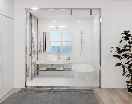 modern bathroom interior. 3d rendering design concept