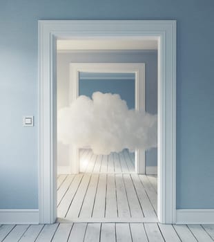 cloud in the room. 3d creative concept rendering