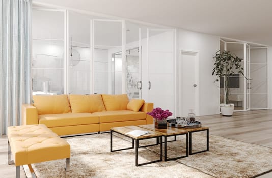 Modern living room interior. 3d rendering design concept