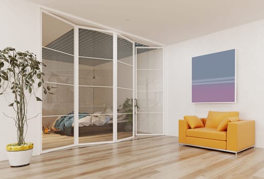 Modern apartment interior. 3d rendering design concept