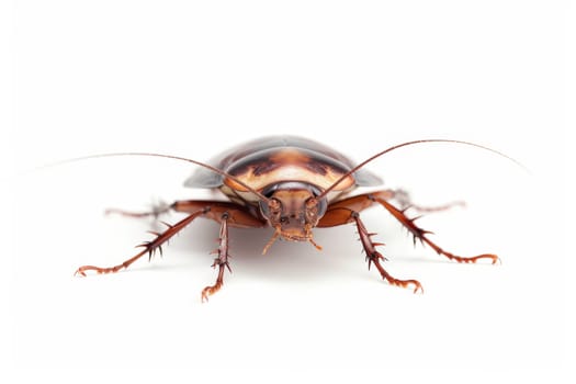 a cockroach highlighted on a white background. Disgusting insect.