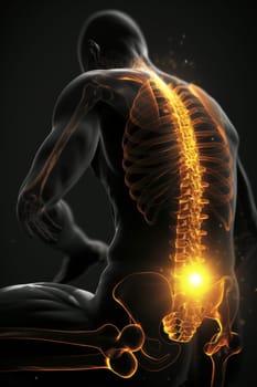 Back pain . An X-ray of the skeleton. The concept of medicine. 3d illustration.