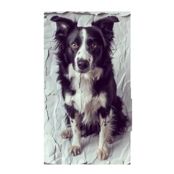 Cut out sticker of dog on crumpled paper ai generated