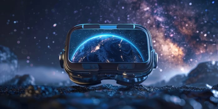 Virtual reality glasses in space, futuristic look. . Vr glasses mockup. ai generated