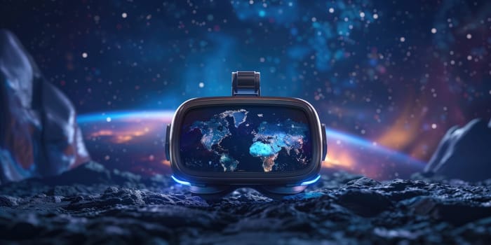Virtual reality glasses in space, futuristic look. . Vr glasses mockup. ai generated