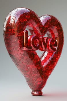 The inscription love is in red on a white background. 3d illustration.
