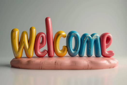 A sign with the inscription "Welcome" on a white background.