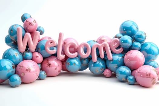 A sign with the inscription "Welcome" on a white background.