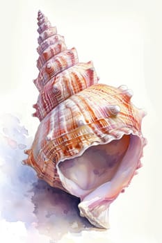 A large seashell on a white background. Illustration.