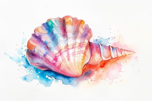A large seashell on a white background. Illustration.