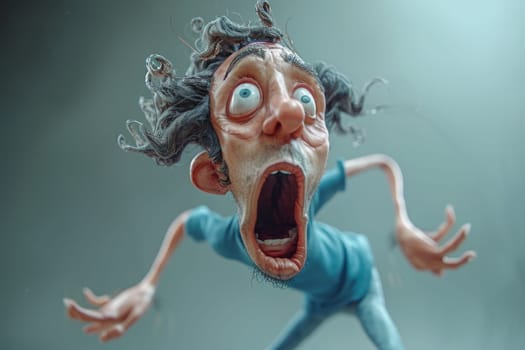 Cartoon character men are afraid of fear, screaming and scared. 3d illustration.