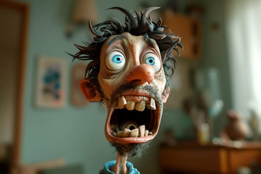 Cartoon character men are afraid of fear, screaming and scared. 3d illustration.