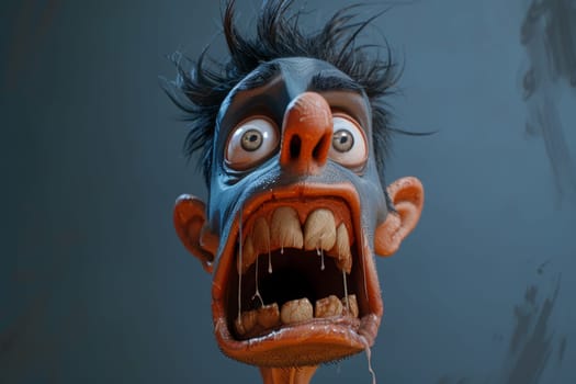 Cartoon character men are afraid of fear, screaming and scared. 3d illustration.