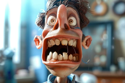 Cartoon character men are afraid of fear, screaming and scared. 3d illustration.