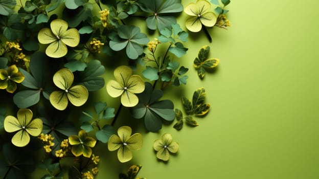 A cluster of green leaves and flowers showcased against a green background.