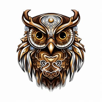Abstract decorative portrait of an owl. Owl is a symbol of wisdom. Template for poster, logo, t-shirt print, sticker, etc.