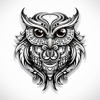 Abstract decorative portrait of an owl. Owl is a symbol of wisdom. Template for poster, logo, t-shirt print, sticker, etc.