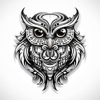 Abstract decorative portrait of an owl. Owl is a symbol of wisdom. Template for poster, logo, t-shirt print, sticker, etc.