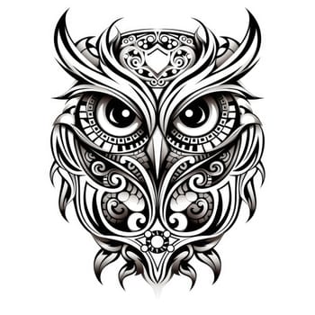 Abstract decorative portrait of an owl. Owl is a symbol of wisdom. Template for poster, logo, t-shirt print, sticker, etc.