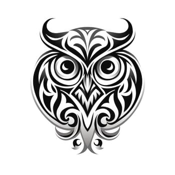 Abstract decorative portrait of an owl. Owl is a symbol of wisdom. Template for poster, logo, t-shirt print, sticker, etc.