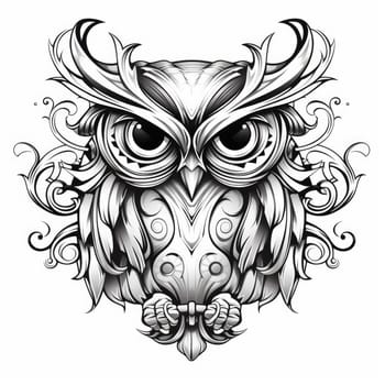 Abstract decorative portrait of an owl. Owl is a symbol of wisdom. Template for poster, logo, t-shirt print, sticker, etc.