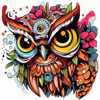 Abstract decorative portrait of an owl. Owl is a symbol of wisdom. Template for poster, logo, t-shirt print, sticker, etc.