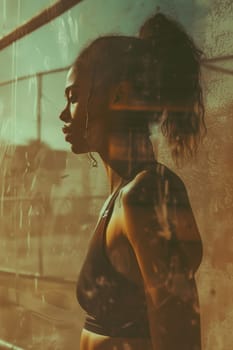 Portrait of a young athletic girl on the street. A girl in sports clothes.