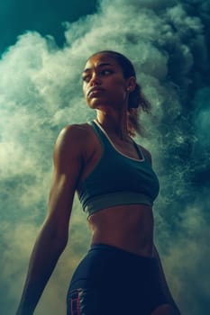 Portrait of a young athletic girl on the street. A girl in sports clothes.