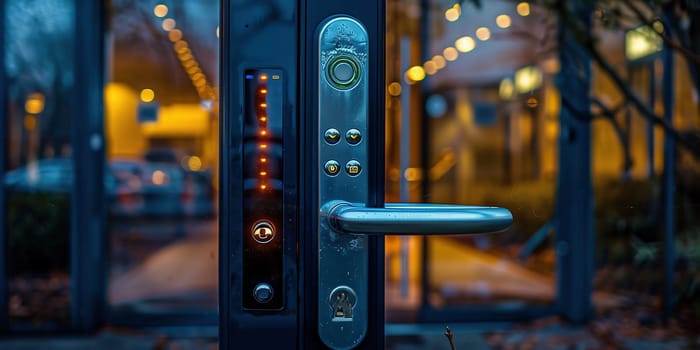inputing passwords on an electronic door lock. High quality photo